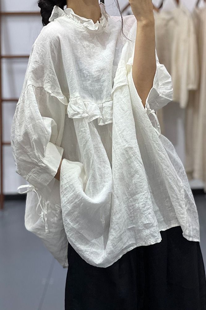 2026 Summer Plus Size Women Loose Korean Style Light Luxury Simple Mesh Short Sleeve Cotton Linen Lightweight Sheer Shirt - Image 3