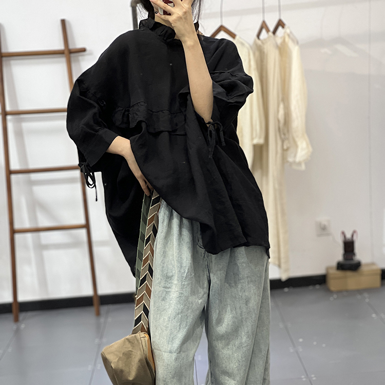 2026 Summer Plus Size Women Loose Korean Style Light Luxury Simple Mesh Short Sleeve Cotton Linen Lightweight Sheer Shirt - Image 4