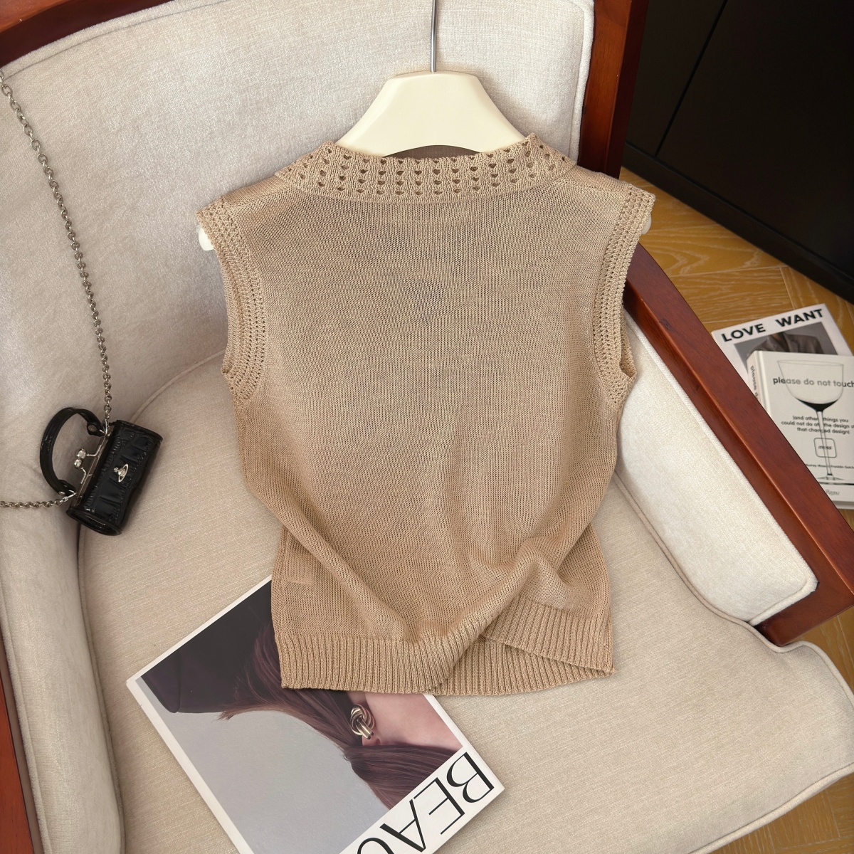 Women's Polo Neck Knit Vest Sleeveless Soft Pullover Top - Image 5