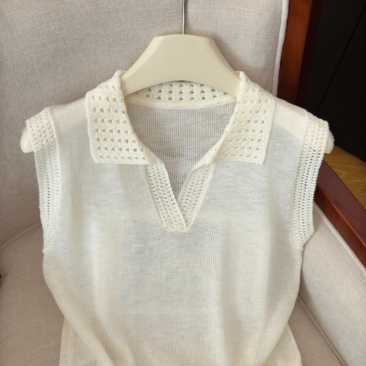 Women's Polo Neck Knit Vest Sleeveless Soft Pullover Top - Image 4