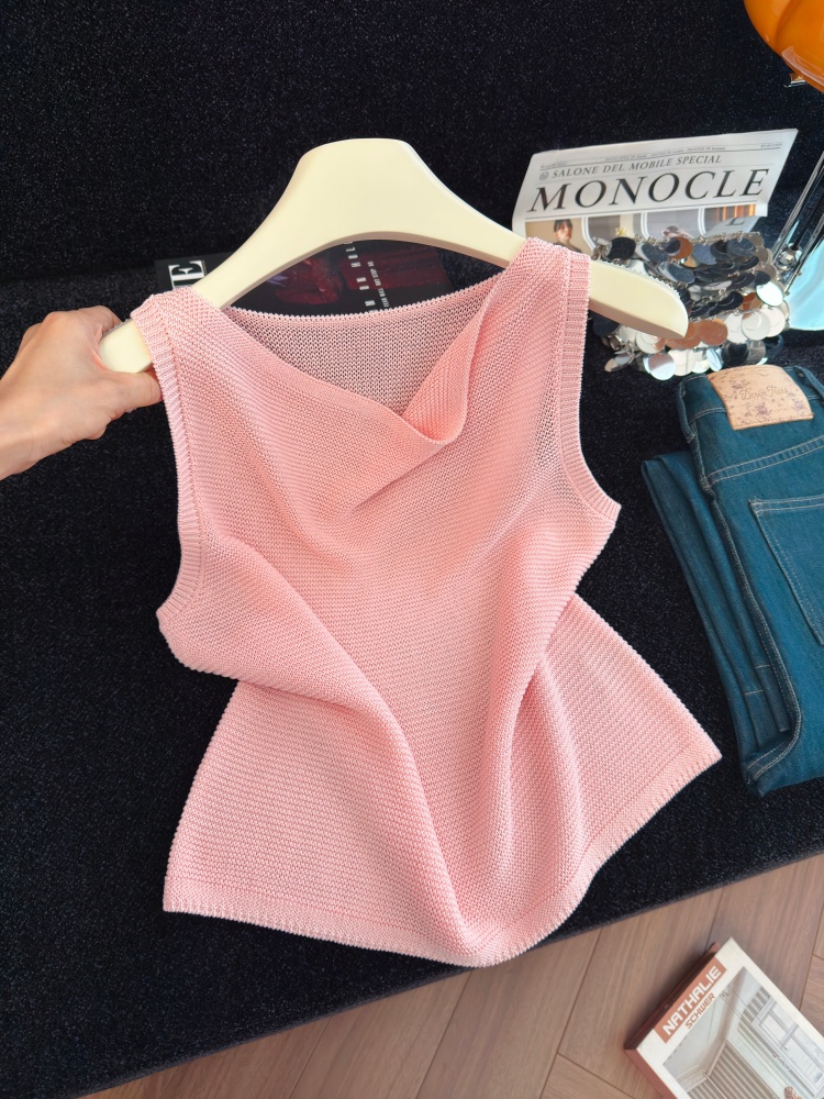 Elegant Sleeveless Cowl Neck Knit Tank Top for Women