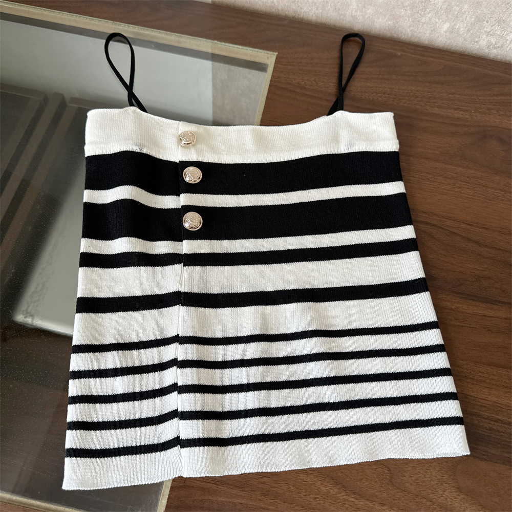 Early Autumn Casual Pure Allure 3-Piece Women Set Black Knit Cardigan Striped Cami Fishtail Skirt - Image 5